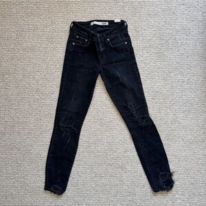 LOVERS & FRIENDS Skinny Black Distressed Women's Jeans Denim